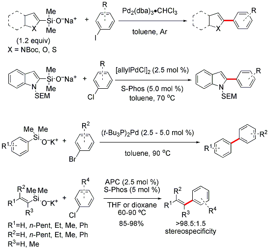 Figure 5. Cross-coupling reactions of preformed silanolate salts.