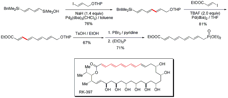 Figure 6. Sequential cross-coupling of a 1,4-bissilyl-1,3-butadiene.