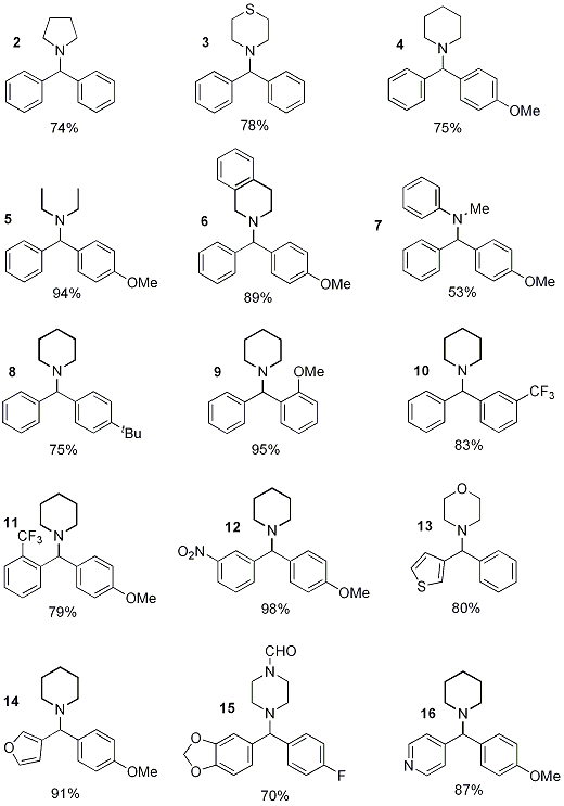 Figure 2. Some structures accessible by the 3-component coupling procedure