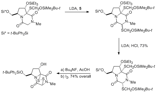 Scheme 1. Sulfenylation with reagent 5 and deprotection