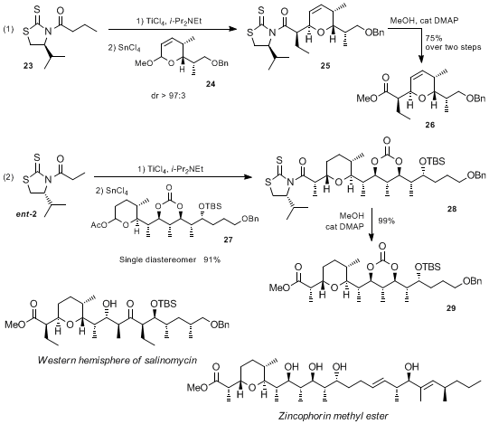 Scheme 6. Syntheses of antibiotic polyethers