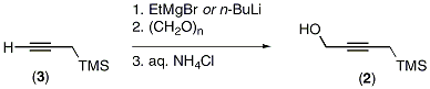 Figure 1. Original synthesis of 4-trimethylsilyl-2-butyn-1-ol (2)